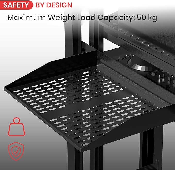 Pyle 19-Inch 1U+2U Server Rack Shelves - Universal Mounting Tray for Computer Racks & Cabinets, Wall Mount Compatible, Ventilated Design for Air Circulation, Black Computer Case,110lbs Weight Capacity