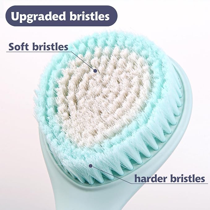 BEDELITE Back Scrubber for Shower, Soft Bath Brush Long Handle for Men & Women(16.4 Inches), Anti Slip Body Scrubber Exfoliator for Cleaning(Blue)