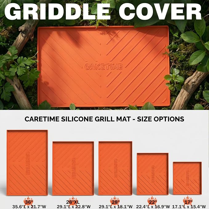 Caketime 17 Inch Silicone Mat for Blackstone Griddle Accessories Grill Top Cover Grilling Cooking Baking Kitchen BBQ Essentials Flat Air Fryer Fun Gadgets Anniversary Birthday Chef Men Gifts