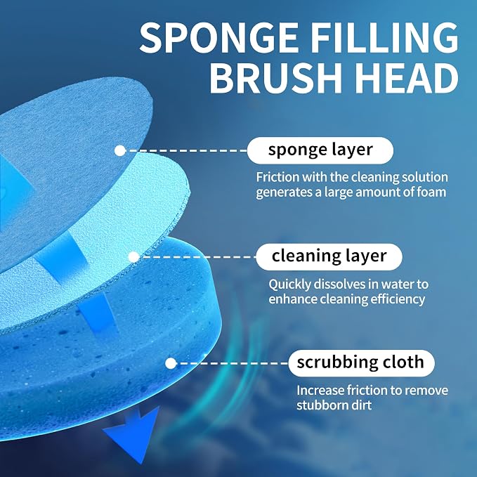 Disposable Disposable Toilet Bowl Cleaner Brush, Toilet Brush and Holder Set with Refills, Bathroom Cleaning Supplies (32 Replacement Heads)