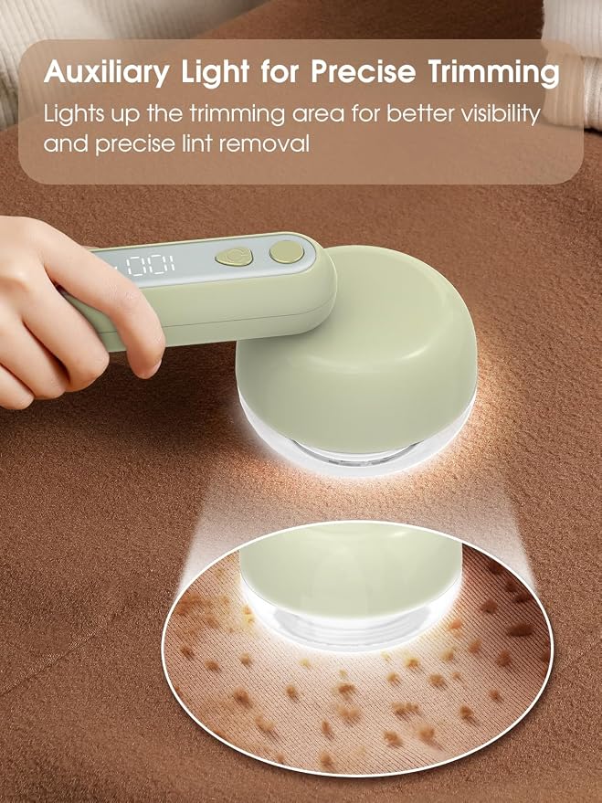 COPPA Lint Remover, LR-01 Remove Fuzz Lint USB-C Rechargeable 6 Blades & 3 Speed Mode Shut-Off Protection Portable Fuzz Remover with Battery Display for Clothing Furniture Curtain