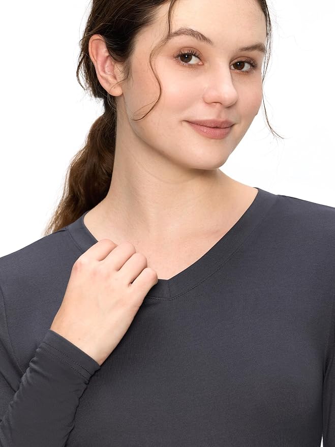 COZYFIT Women’s Underscrub Tee, V-Neck Long Sleeve Undershirt | Soft & Easy Care Fabric, Slim Fit, Smooth Touch, Comfort V-Neck Tee, Machine Wash, Multiple Sizes for Choose