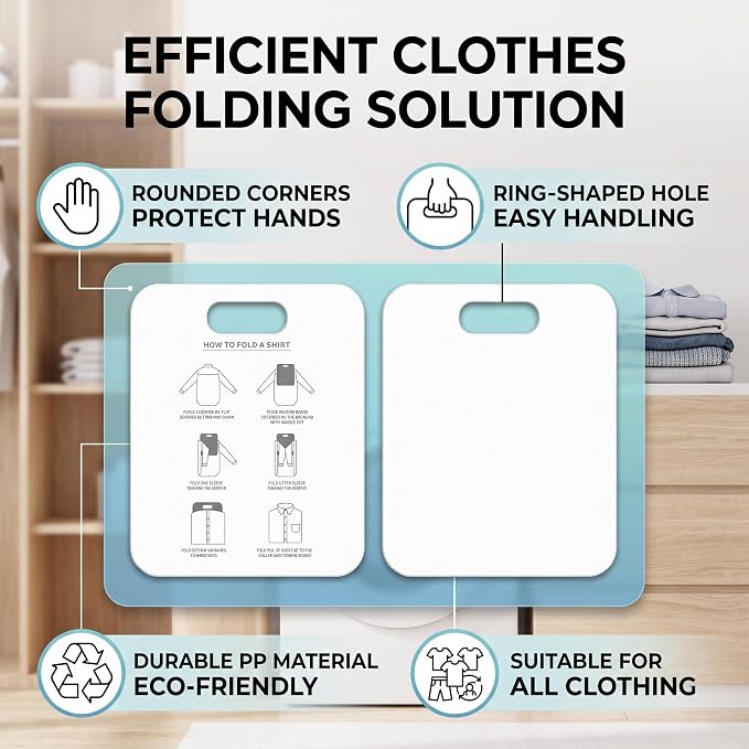 Laundry Folder Garment Organizer, Clothes Folding Board for Shirts Pants Baby Clothes, T Shirts Fast Folder Annular Hole Design Closet Accessory(White)