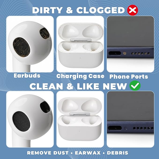 Upgraded for Airpod Cleaner Kit (81 PCS), Multi-Tool with Cleaning Pen, Putty & Swabs, Removes Earwax & Dust, Compatible with AirPods Pro 1/2/3, Earbud, Headphones, Phone & Charging Port