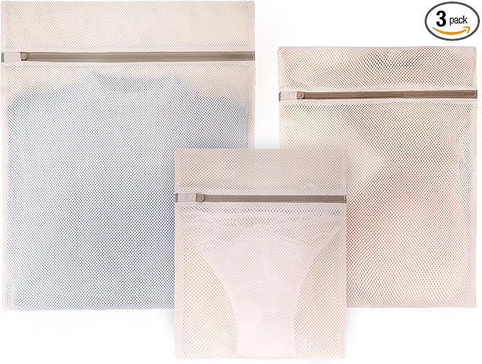 Muchfun Soft Cotton Mesh Laundry Bags for Delicates 1Large, 1Medium, 1Small