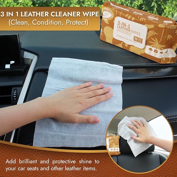 Air Jungles Car Interior Cleaning Wipes Set 210 Count, XL 8" x 10" | Clean Condition Protect Wipes for Vinyl and Leather Apparel Furniture Auto Car Interior Shoes Boots Bags