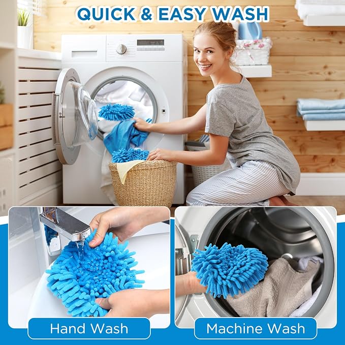 3 Pack Chenille Mop Heads Replacements Compatible with 1 Tank System Chenille Duster Replacement Heads Microfiber Spin Mop Refill Pads Reusable Dust Refills for Floor Cleaning (Blue)