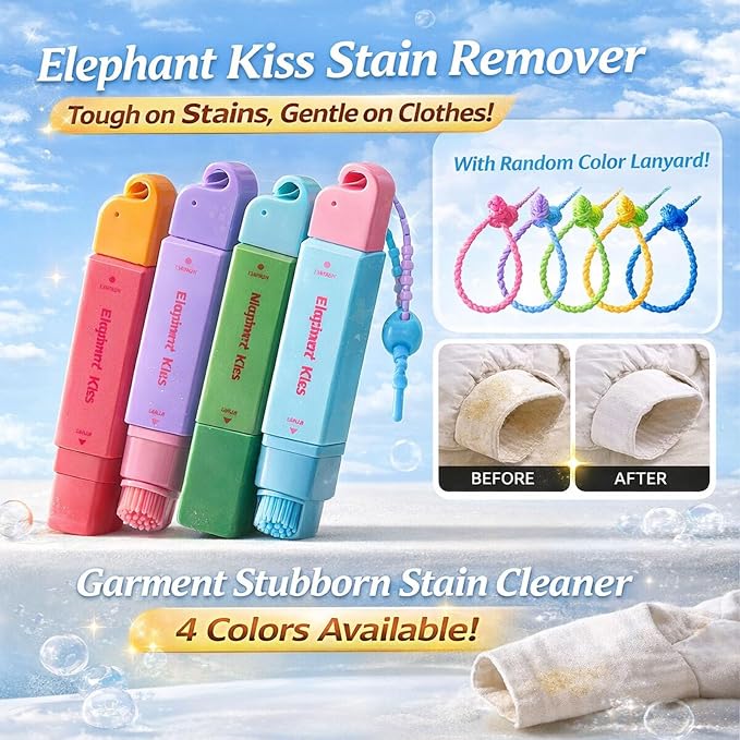 Gieleph Stain Remover, 3-Second Stain Remover Pen for Clothes, 12ml On-the-Go Spot Cleaner, Double Head Instant Treater Sticks With Lanyard, Travel & Pocket-Sized (2, Blue 12ml)