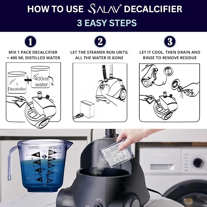 SALAV® Accessories Set - Pants Press, Fabric Brush, Mini Ironing Board, 3-pc Descaler Packets, Compatible with GS18 Garment Steamer (Steamer not Included)