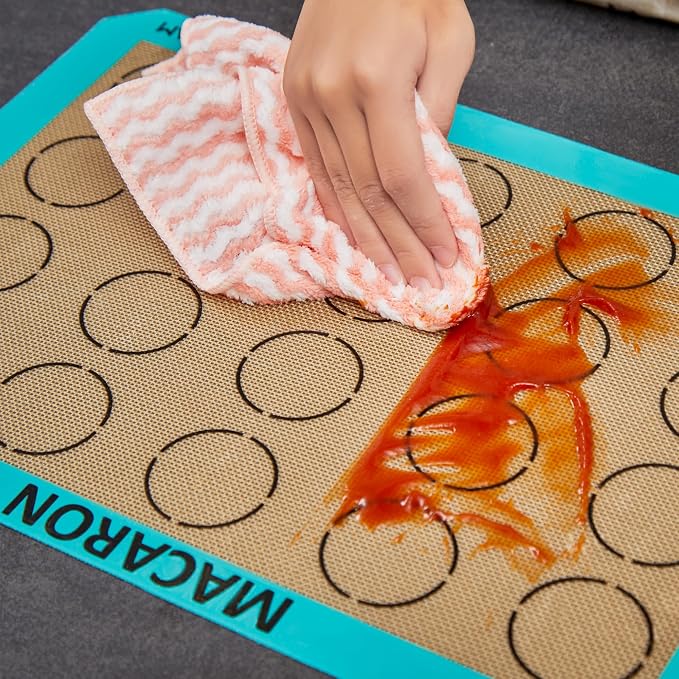 GUYDREMAT 2PCs Half Sheet Silicone Baking Mat Kit - Non Stick Food Grade Macaron Baking Mat - Reusable Easy Cleaning Oven Mat - 16 1/2' x 11 5/8'