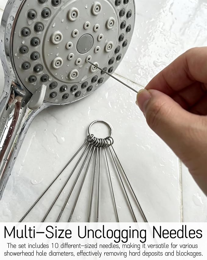 16 Pieces Shower Head Cleaner Tool - Anti-Clogging Cleaning Brush | for Unclogging Small Holes in Showerheads, Multi-Size Unclogging Needles, Household Bathroom Maintenance