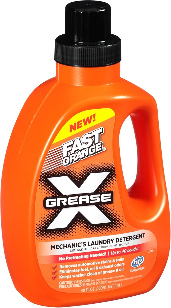Fast Orange 22340 Laundry Detergent For Oil, Grease, Automotive Stains And Odors, Eliminates Fuel, Oil, Exhaust Stains 40 fl. Oz (Pack of 2)