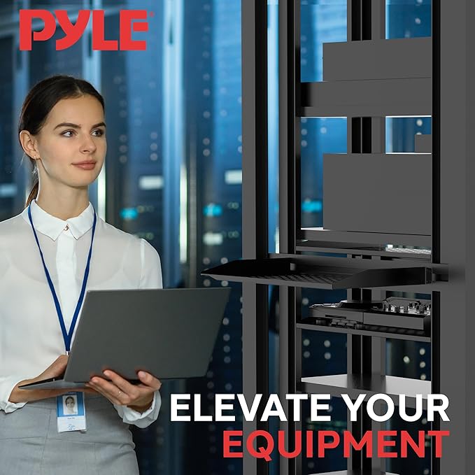 Pyle 19-Inch 1U Server Rack Shelf - 10 pcs. Vented Metal Shelves for Optimal Airflow, Wall or Rack MountableSupports up to 110 lbs, 17 x 10’ Shelf Tray for Cabinets, Computers & Network Equipment