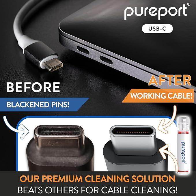 PurePort USB-C Multi-Tool Kit Repair & Clean Phone,Tablet,PC Ports (Black) | Clean Repair & Restore Cell Phone Tablet & Laptop, Fix USB C Ports & Cables, Fix Unreliable & Bad Connections