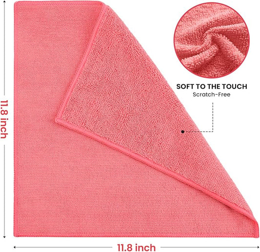 SIFANGKE Microfiber Cleaning Cloth, 100 Pack Assorted Color Cleaning Rags for Housekeeping, Colorful Reusable Microfiber Towels for Car, Kitchen, Bathroom and Household Cleaning Supplies, 11.8"X11.8"