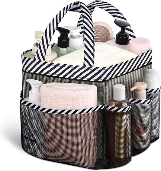 Attmu Mesh Shower Caddy Portable for College Dorm Room Camping Essentials, Shower Caddy Dorm with 9-Pockets, Large Capacity Hanging Basket Bathroom Bag for Toiletry, Swimming, Gym, Camp, Beach