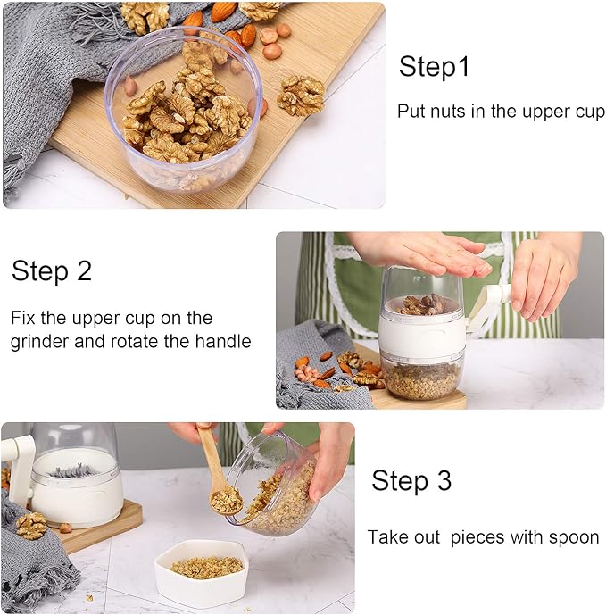 Manual Nut Grinder with Hand Crank Nut Chopper for Different Nuts for Baking for Kitchen
