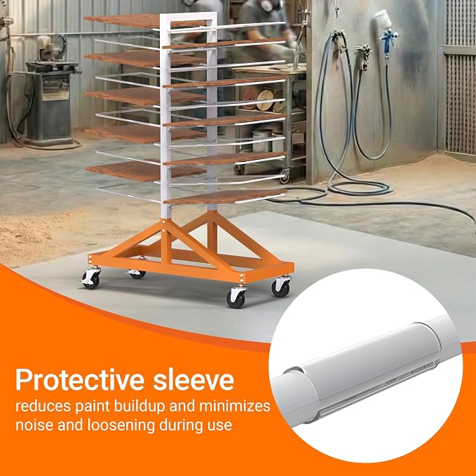 20-Tier Paint Drying Rack for Cabinet Doors and Wood Panels | Heavy-duty steel rack with locking wheels holds doors, drawer fronts, trim, and panels while saving valuable shop space