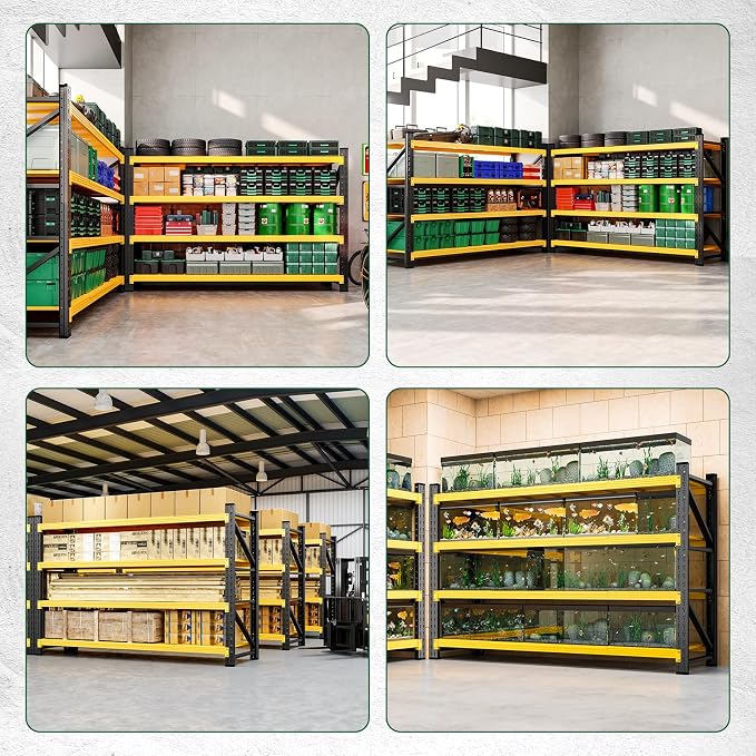 Letaya 71.3" W Metal Storage Shelves,5000LBS Heavy Duty Garage Shelving Units, 4 Tier Adjustable Utility Rack Shelf,Large Industrial Shelves,for Shop,Warehouse,Basement (71.3" W x 24" D x 70" H)