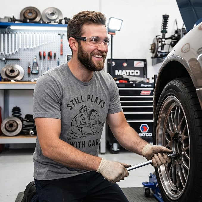 Funny Garage Dad T Shirts Mechanic Tees for Handy Dads that Can Fix It | Not a Drill, Still Plays with Blocks, Dad Tools, and More, Funny T Shirts, Dad Joke Apparel for Men, Cool Mechanic Short