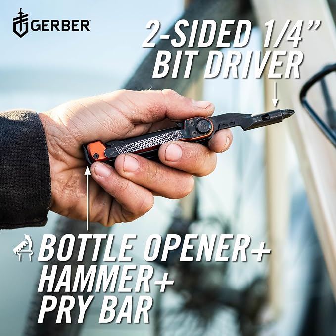 Gerber Armbar Trade EDC Pocket Knife Multitool with Bottle Opener, Onyx | Compact EDC multitool, includes blade, pry bar, hammer, 2.5" plain edge blade, 8-in-1 pocket tool, lightweight