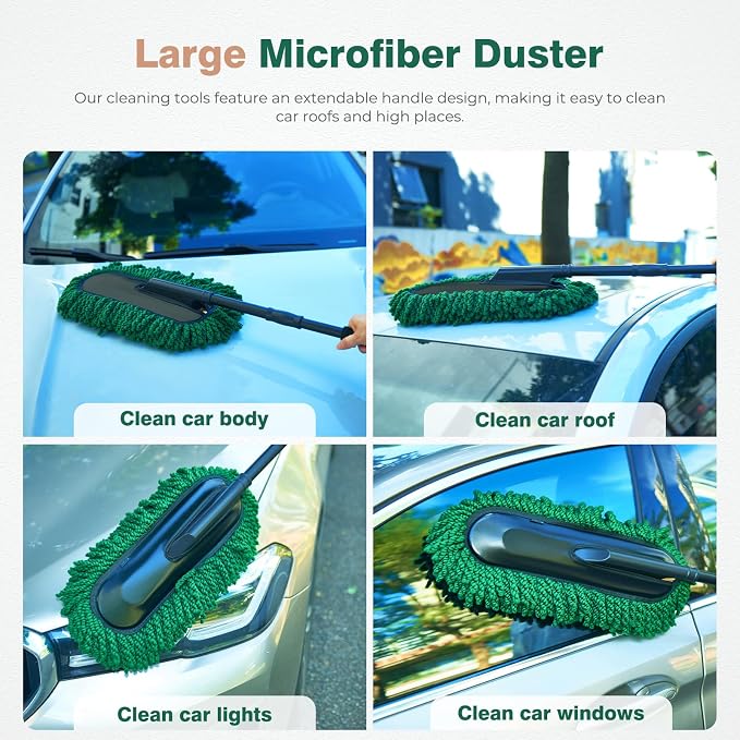 FLORICH Microfiber Car Duster Kit, Large Extendable Car Duster Exterior Scratch Free, Durable Car Brush Interior for Cars RV Truck