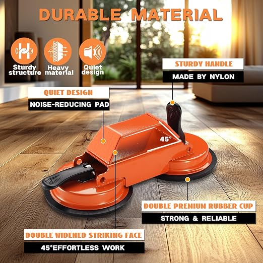 REXBETI Floor Gap Fixer Tool, Plank Gap Repair Kit, Heavy Duty Suction Cup | Double 45° widened striking. Double rubber cup. 10pcs sticky pads. Fixer Laminate/Vinyl Flooring/Hardwood/LVP