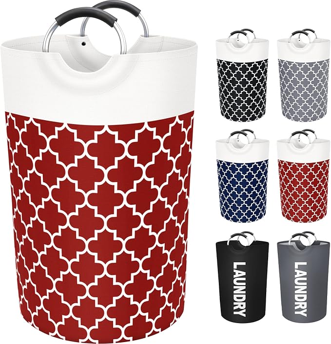 Fabspace Large Laundry Basket Laundry Hamper Bag Washing Bin Clothes Bag Collapsible Tall with Handles Waterproof Travel Bathroom College Essentials Storage for College Dorm, Family, 115L (Red) | Freestanding Laundry Hamper, Waterproof Dirty Clothes St...
