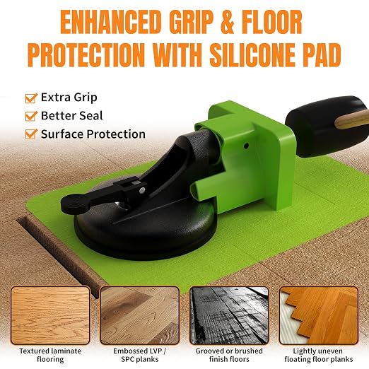 Floor Gap Fixer Tool Kit with Suction Cup & Rubber Mallet, Floating Floor Fixer Tool Repair for Laminate, LVP & Engineered Wood, Includes Silicone Pad for Textured Surfaces