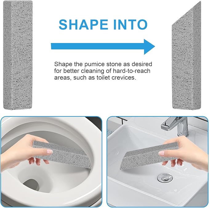 12 Packs Pumice Stone Toilet Bowl Cleaner, Pumice Stone for Cleaning, Powerfully Cleans Hard Water Rings, for Cleaning Toilets, Bathtubs, Grills, Swimming Pools, Sinks