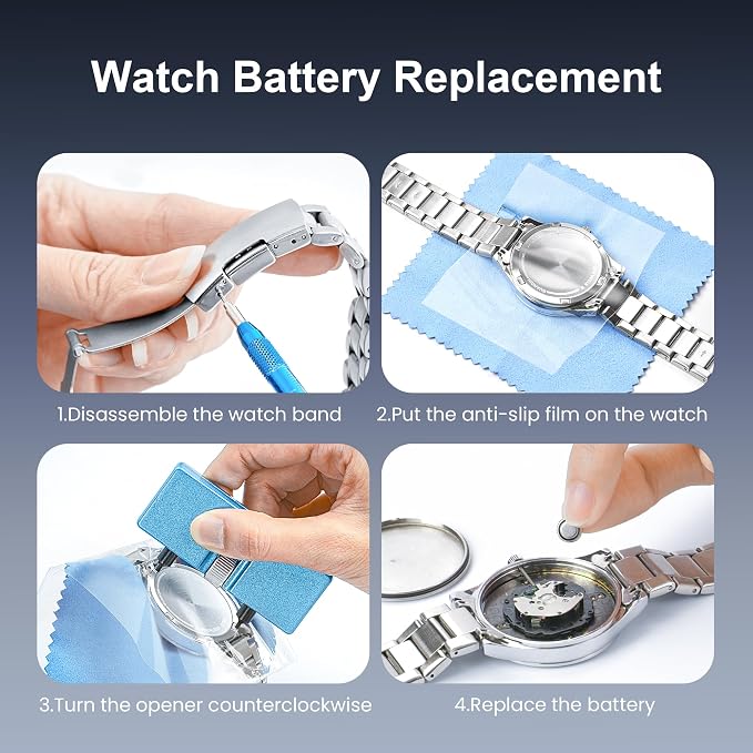 JOREST Watch Repair Tool Kit for Battery Replacement, Strap Adjustment Resizing, Watch Link Pin Remover, Watch Opening, Pry Knife Case Opener for Watch Back Removal, with Watch Hammer, Spring Bars