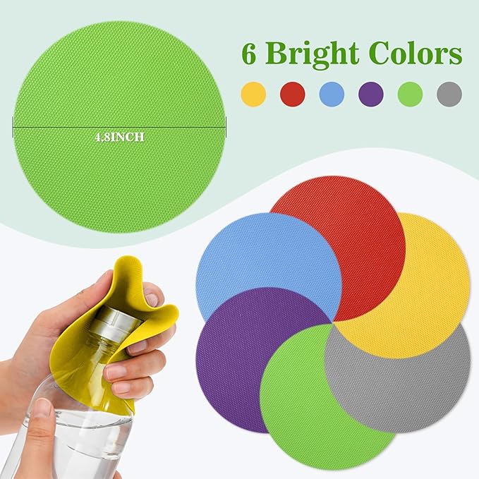 6PCS Jar Opener Gripper Pad - MAQIHAN Jar Grippers with Non Slip Grip, Rubber Bottle Opener for Seniors, Arthritis, Weak Hands, Multi-Function Gripper Pad for Tight Lids & Caps