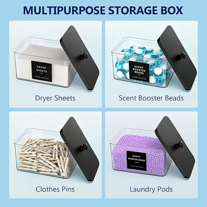 2+1+1 Pack Laundry Detergent Dispenser No Tray & Laundry Pods Container Black