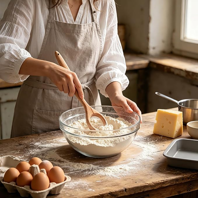 12 Inch Wooden Danish Dough Whisk, Beech Wood Mixing Stirring Tool for Sourdough, Pizza, Cookie & Pancake Baking