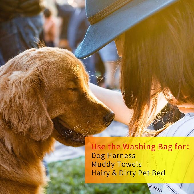 1 Pack Pet Laundry Bag, Stops Pet Hair Blocking The Washing Machine, Big Size Pet Washing Bag Ideal for Dog Cat Horse Guinea,Hair Remover Safely, 25.8 x 27.8 Inch / 65 x 70 cm, Lake Blue