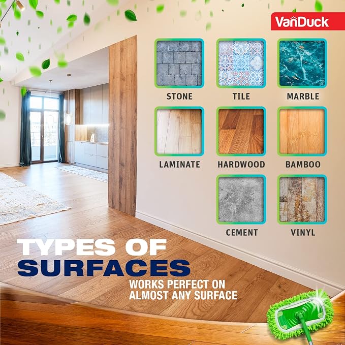 VanDuck Reusable Microfiber Dust Mop Refill for Swiffer Sweeper (2-Pack) | Mop not included, reusable microfiber floor duster, pet hair & dust replacement pads