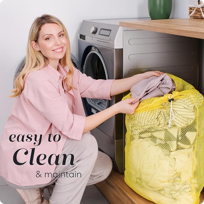 Handy Laundry Mesh XL Laundry Bag 24"x36" 2-Pack, Heavy Duty, Yellow | 2-Pack, XL 24x36 Mesh Laundry Bag, Secure Drawstring, Heavy Duty, Machine Washable, for Delicates Dorm Travel Storage, Yellow