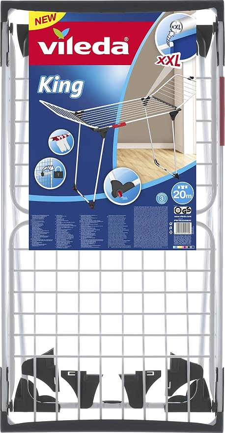 Vileda Clothes Rack, Steel, Aluminium, Gray, 58,5 x 20 x 108,5 cm