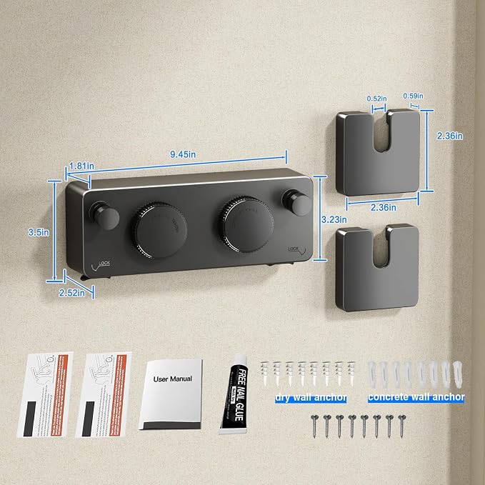 MUSTORN Retractable Twin Clothesline Indoor, Non-Sagging Outdoor Clothes Line Retracting Heavy Duty Clothes Drying Laundry Line Wall Mounted Stainless Steel Line-13.8Feets(Double Line-Black)