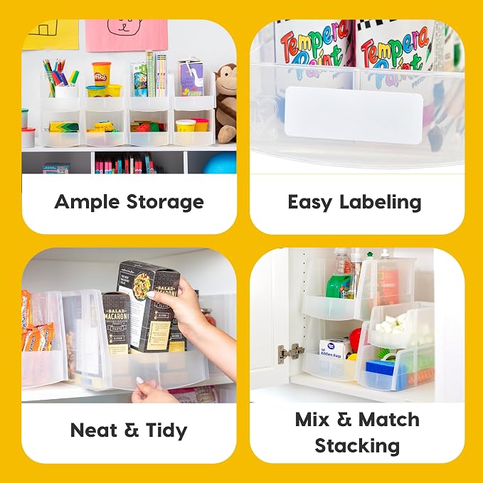 IRIS USA 8-Pack, Large Clear Stackable Storage Bins | Organize snacks, cans, coffee pods, craft supplies, and household essentials with clear visibility and easy access