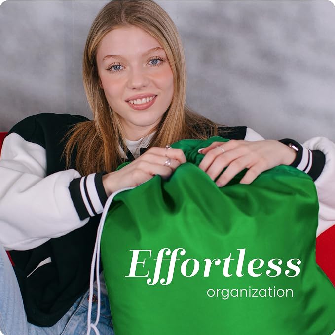Handy Laundry XL Nylon Laundry Bag 30"x40", 60 lb Capacity, Green | 30"x40" XL Nylon Laundry Bag, Locking Drawstring, Machine Washable, Heavy Duty, Travel Dorm Hamper Liner, Green