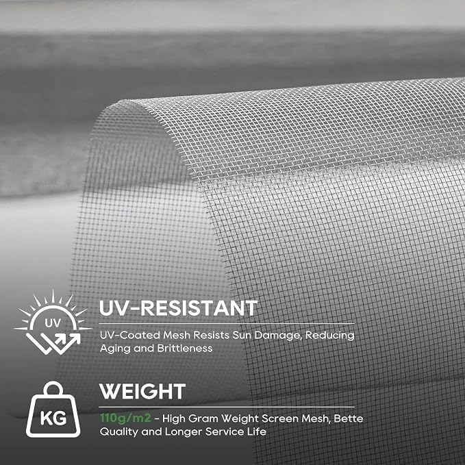 King&Charles Window Screen Door Mesh,48”x118” Gray for Window&Door Replace | Screen Repair Kit,Fiberglass-Durable & Visibility & Cuttable & Washble, Easy to Install/DIY for Patio & RV