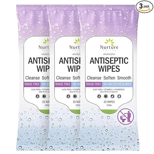 Nurture XL Antibacterial Body & Hand Sanitizing Wipes | Alcohol-Free Antiseptic Wet Towelettes for Germ Removal, Disinfecting Skin, Sanitizing Hands |Cleaning Cloths | Adults & Baby | Thick & Strong