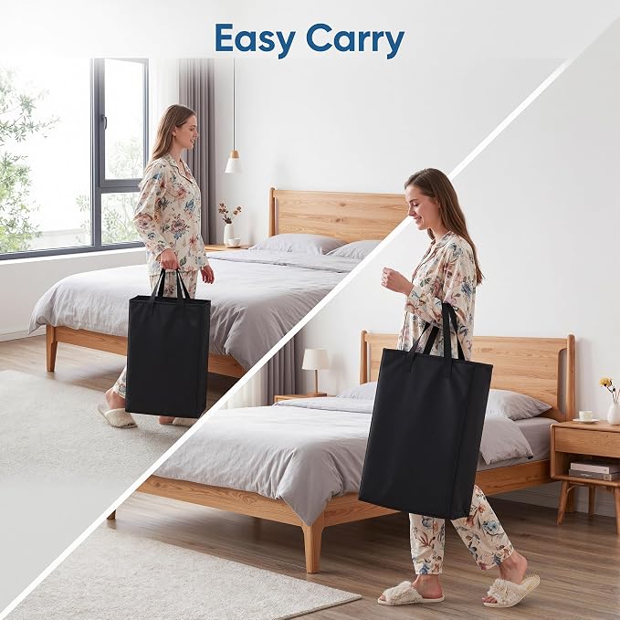 efluky 2 Pack Slim Laundry Basket, Narrow Laundry Hamper with Handles, Collapsible Dirty Clothes Hamper, Tall Laundry Bin for Laundry Room, Dorm and Bedroom, 50L Black
