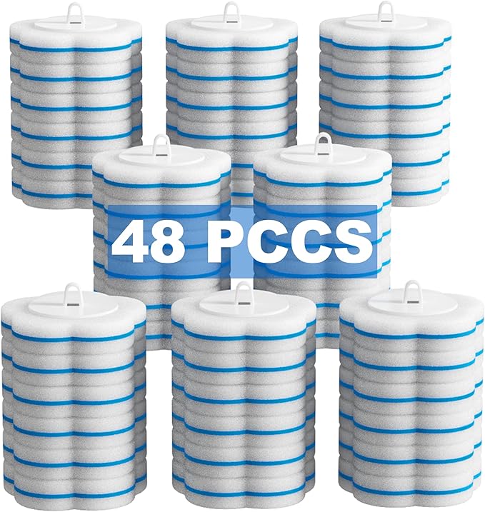 48 Pack Disposable Toilet Wand Refills for Cinola Toilet Handle, 3-Layer Toilet Brush Replacement Heads, Hygienic Disposable Toilet Bowl Cleaner Pads for Bathroom Deep Cleaning