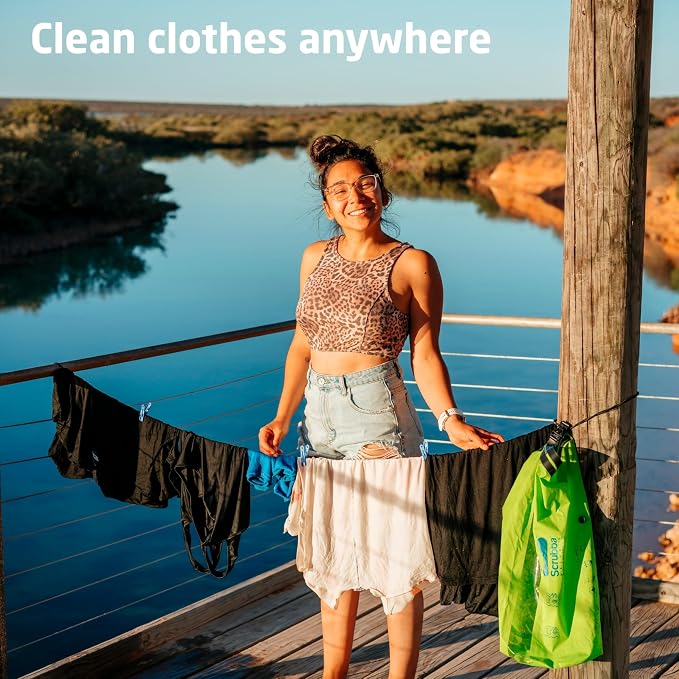 Scrubba Wash Bag Patented Washboard-in-a-Bag™ 5 oz Travel Clothes Washer | Pack Light, Wash Anywhere Fast, Internal Washboard, Machine-Quality Wash, Portable, No Electricity, Camping, RV, Cruises