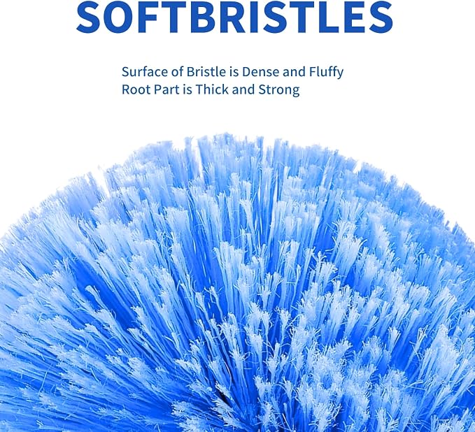 Screw on Webster Cobweb Duster Head for Pole,Spider Web Remover Brush, Cobweb Duster Head Attachment,Fits Standard 3/4 inch Threaded Poles(Big, Blue)