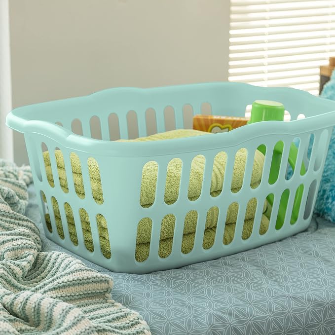 Sterilite 1.5 Bushel Rectangular Plastic Laundry Basket, Assorted, 12 Pack