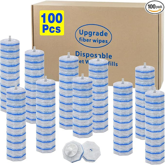 100pcs Disposable Toilet Brush Head Refills Compatible With Clorox Toilet Cleaning System,Upgrade Fiber Cleaner Heads for Closestool .(not included brush rod)