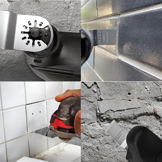 4Pcs Multitool Diamond Oscillating Tool Blade Set | Diamond Blade for Oscillating Tool, Grout Removal Blade for Grout Removal, Cleaning Mortar and Soft Tile Cut